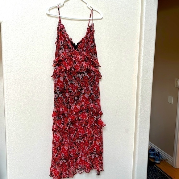 Stevie May large L chiffon dress ruffles midi length No such thing dress - Picture 2 of 8